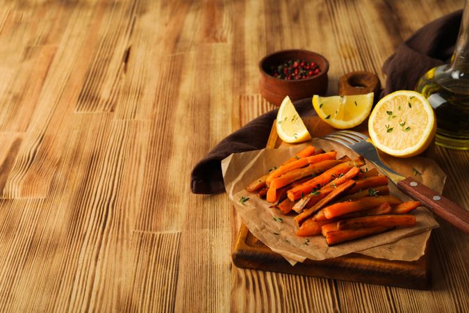 Concept of tasty food - sweet potato fries