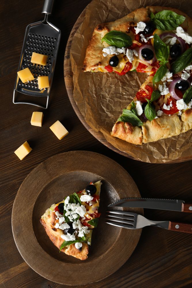 Concept of tasty food, Vegetable galette, top view