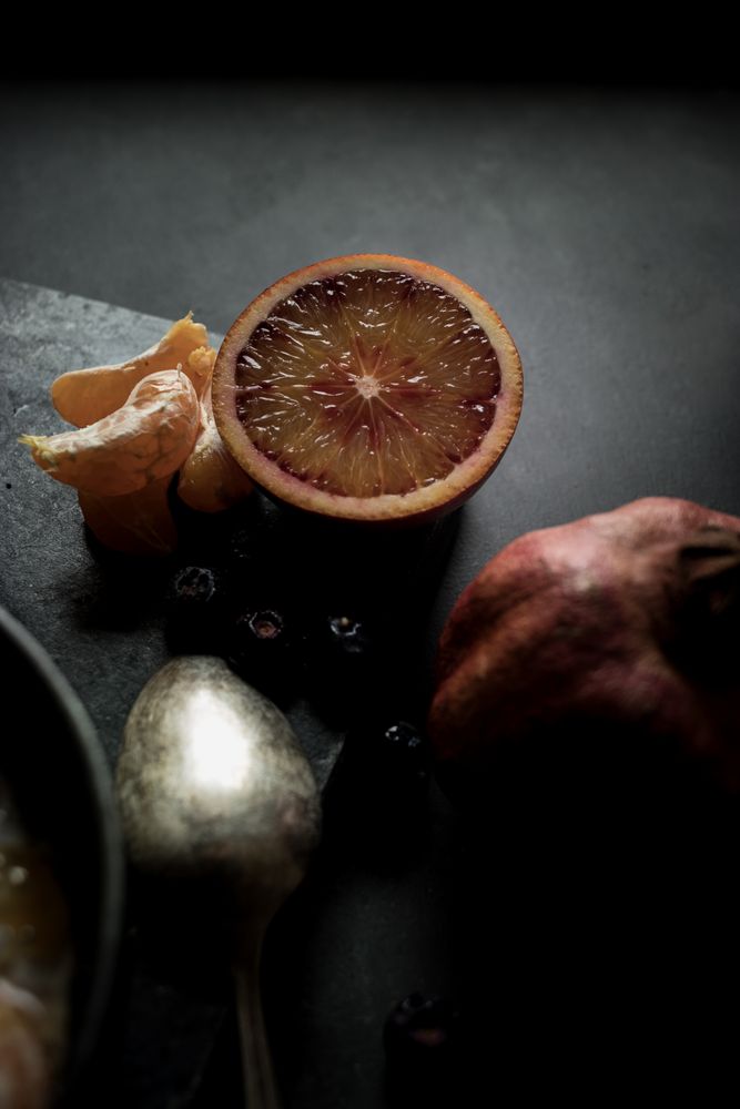 Chia seeds pudding with citrus in bowl