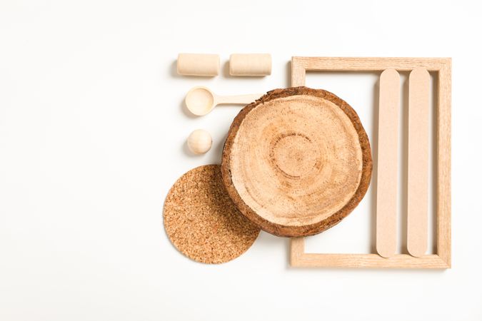 Flat lay of creative moodboard composition, space for text