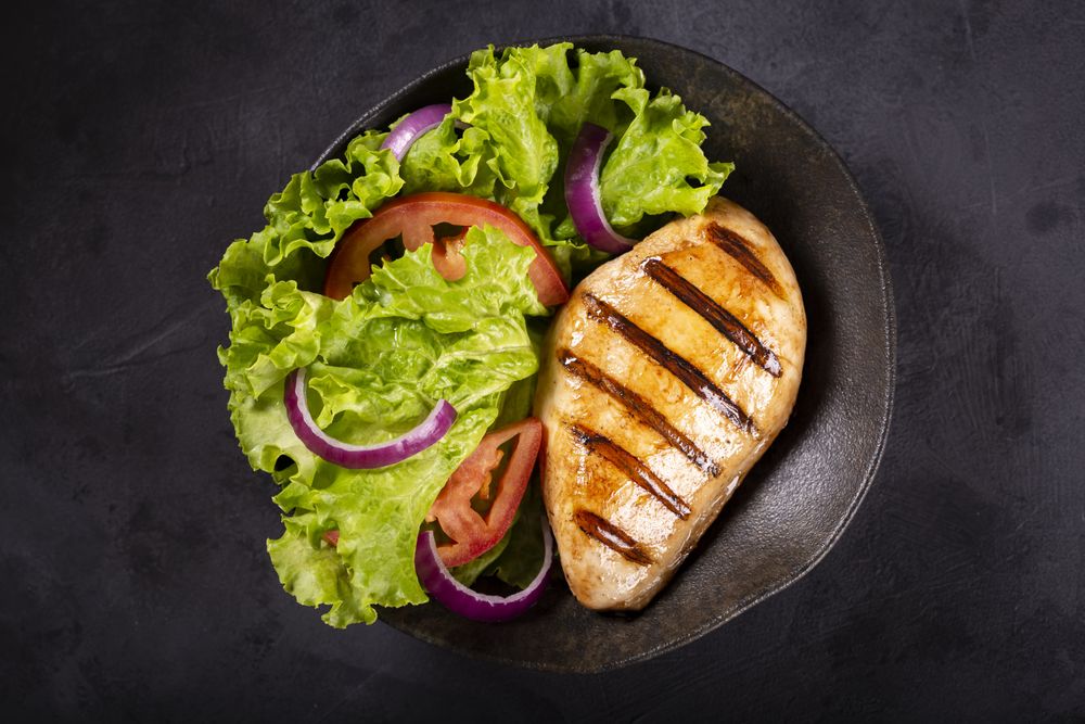 Tasty grilled chicken with salad.