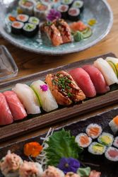 Assorted sushi set with fish