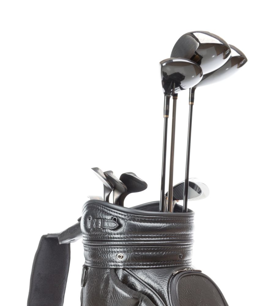 Leather Golf Bag with A Set of Golf Clubs