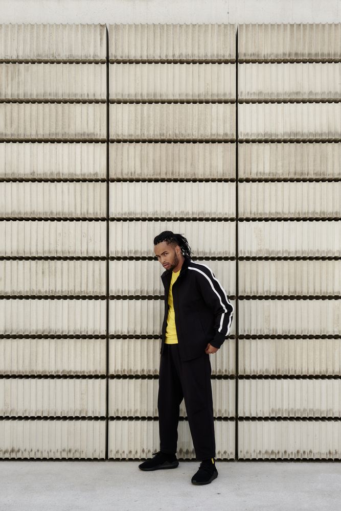 Black male near concrete blocks