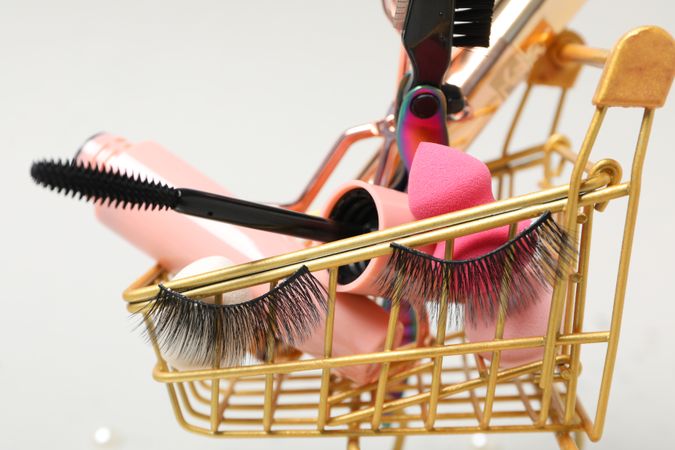 concept of cosmetology tools and beauty treatment, false eyelashes