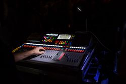Sound mixer during a night concert
