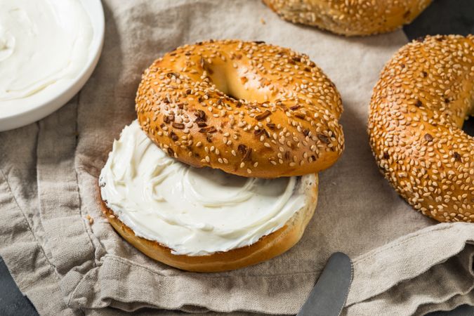 Homemade Everything Bagel with Cream Cheese