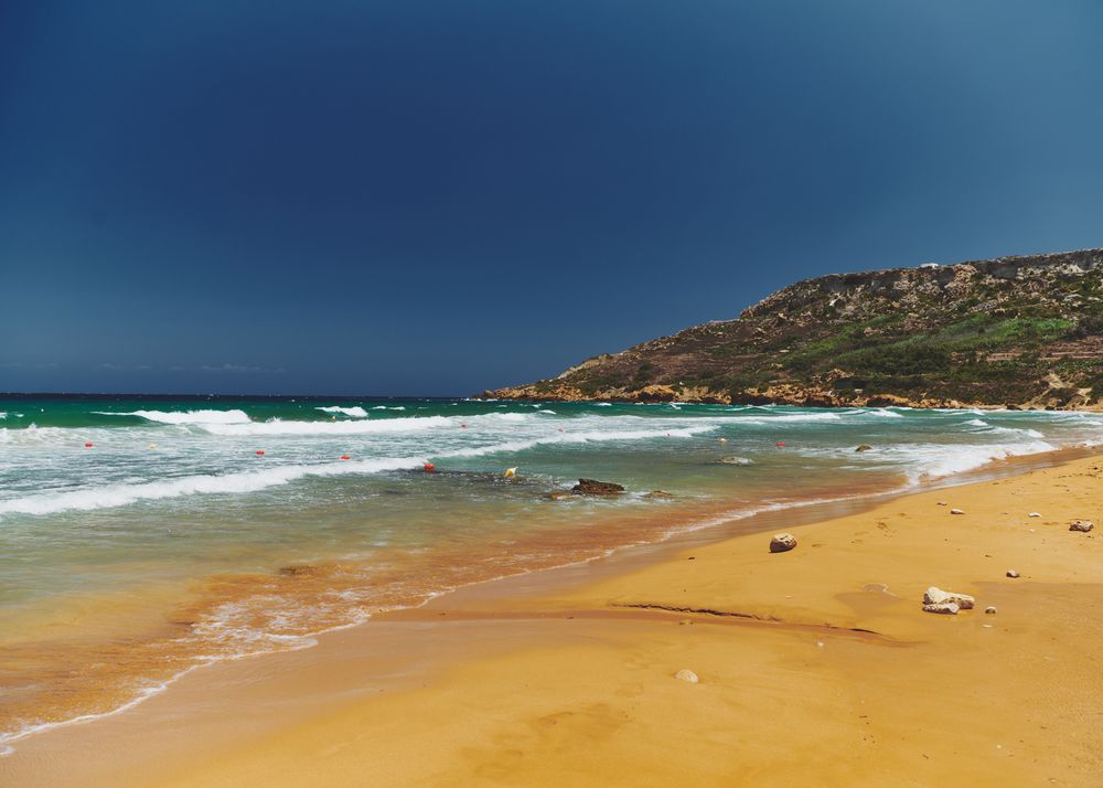 Empty beach in Malta with clear sky