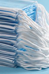 Pile of medical mask close-up