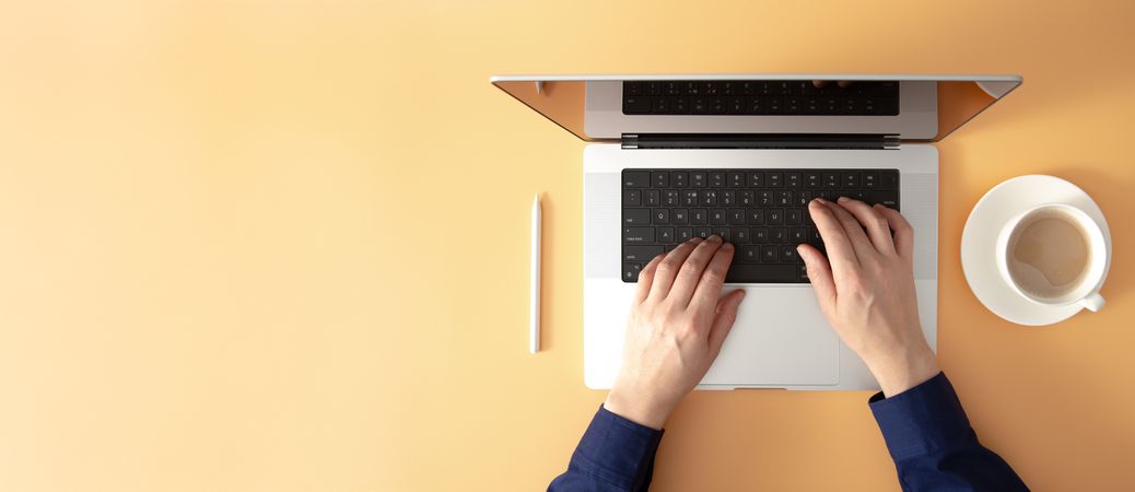Flat Lay Workspace with Coffee