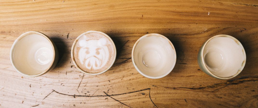 Coffee cups with latte art
