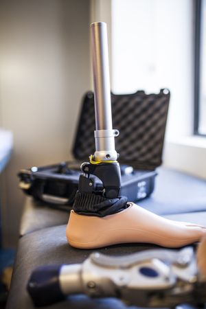 prosthesis on desk of workshop