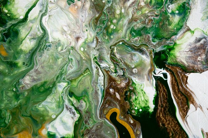 Green and Yellow Fluid Art, Abstract Acrylic