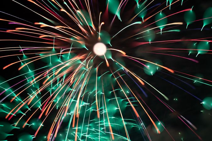 Bright fireworks on night sky