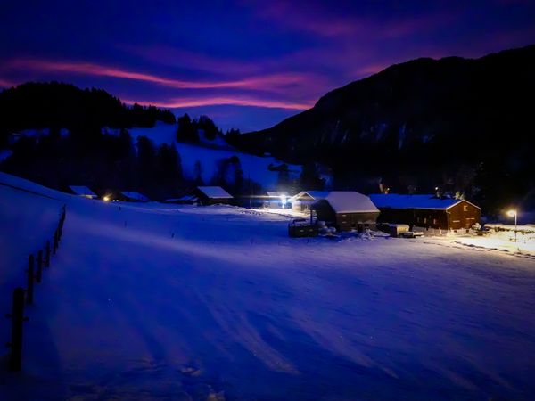Quiet Swiss farm at the crack of dawn, Rougemont