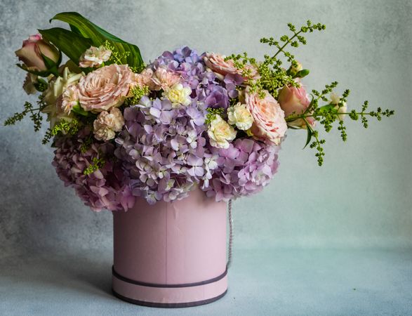 Fresh purple pastel summer floral gift with roses