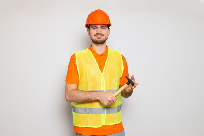Young man civil engineer in safety hat