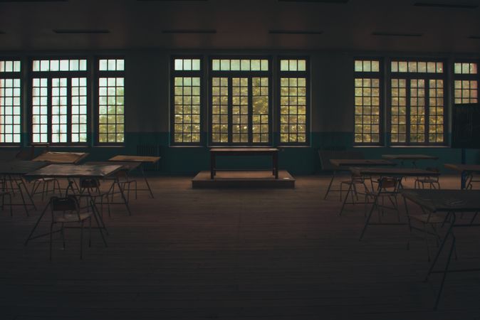 Table on stand in room