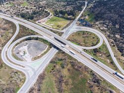 Urban road junction in suburb area