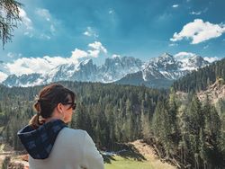 Woman looking at amazing landscape