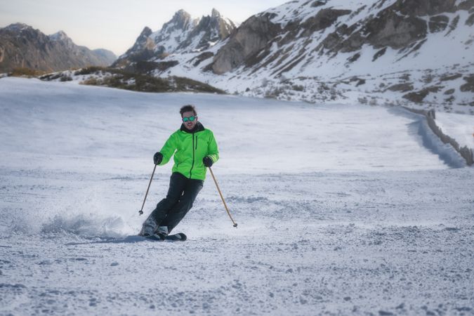 Man skiing on winter day