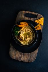 Top view of traditional hummus