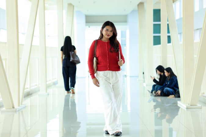 Portrait Confident Young Asian Female College Student on Campus