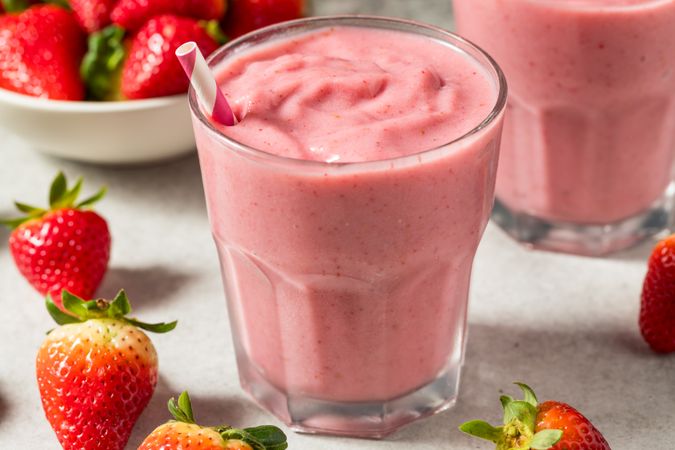 Healthy Red Organic Strawberry Smoothie