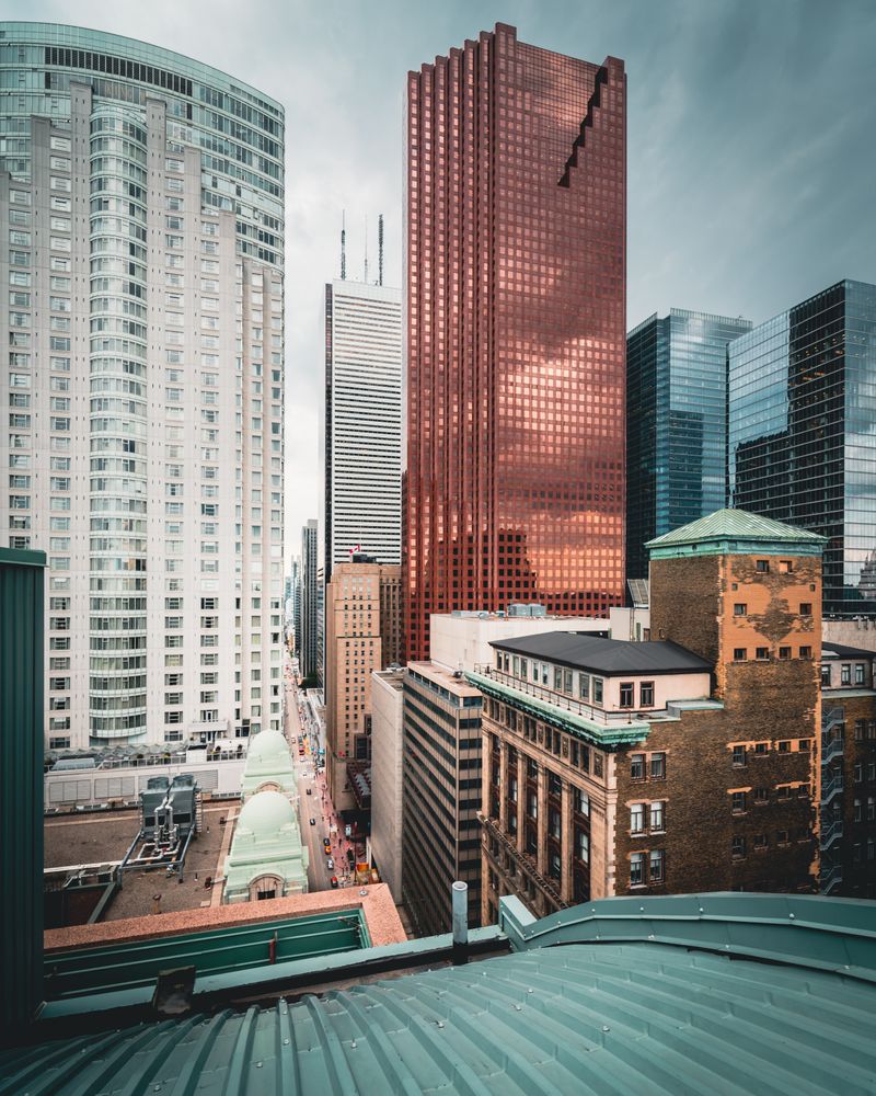 High-rise tower buildings of differents colors