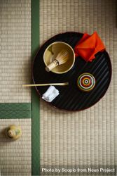 Top view of Japanese tea ceremony equipment 5kwKA5