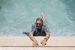 Mature man in swimming pool