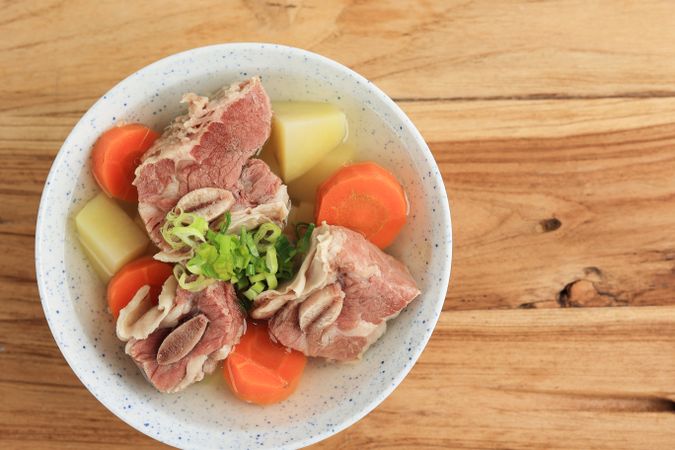 Sop Iga Indonesian Beef Ribs Soup Made from Ribs, Carrots, Potato, and Leeks.
