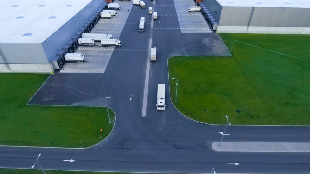 Aerial Shot of Industrial Warehouse