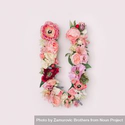 Letter U made of real natural flowers and leaves 5krV30