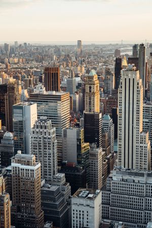 Aerial view of city buildings in Manhattan