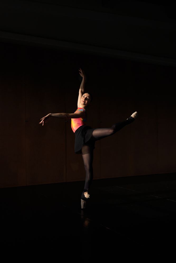 Warm-up and rehearsal of a professional ballet dancer