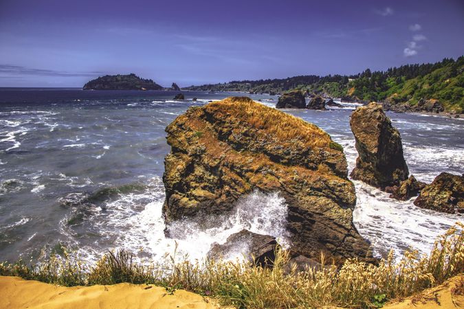 Colorful large rocks in the cove on a beautiful day