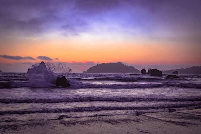 Rocky Northern Californian coast at dusk