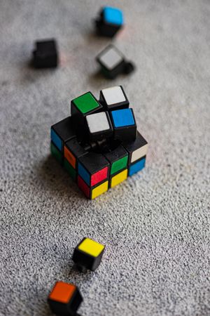 Rubik's cube details on the concrete background