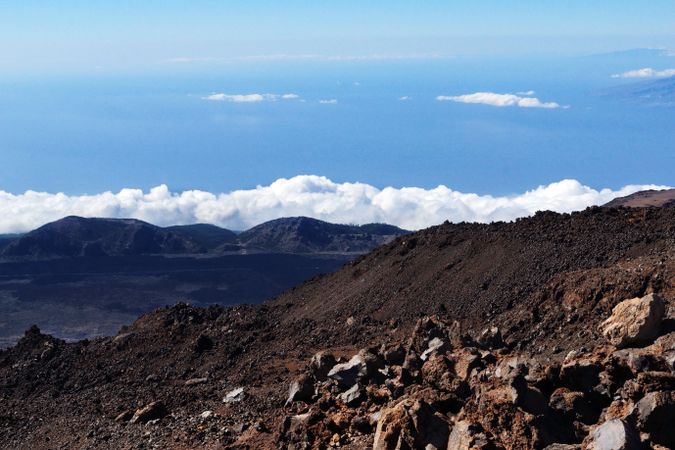 Volcanic landscape in wild deserted area