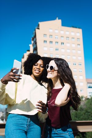 Making a selfie on a sunny summer day