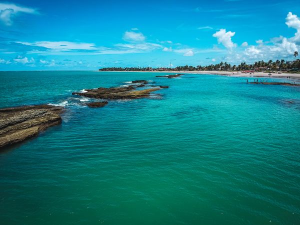 Clear waters in Brazil beach on sunny day