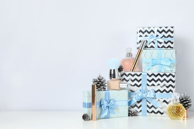 Concept of cosmetics, winter cosmetics, space for text