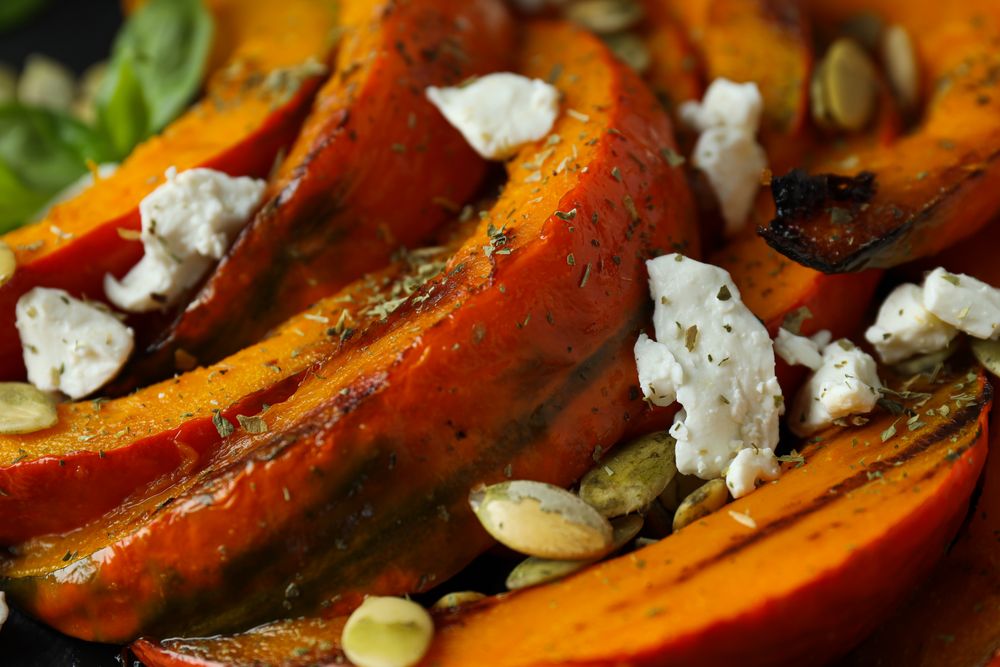 Concept of tasty homemade dish - baked pumpkin