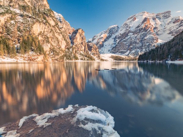 Amazing serene mountains and lake landscape in daylight