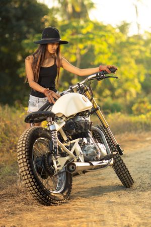female on motorbike