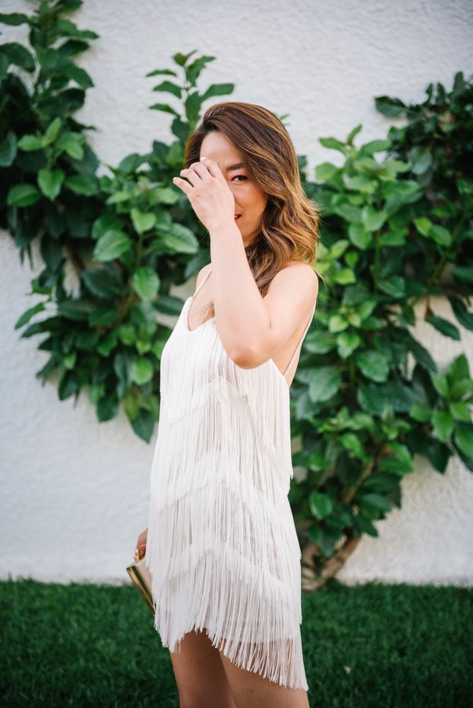 Young elegant Chinese woman at a luxurious resort