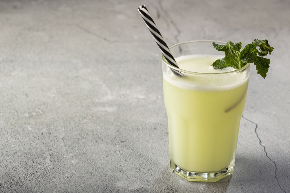 Refreshing lemonade with mint. Lemonade, summer drink.