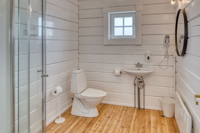 Modern bathroom with toilet sink at home