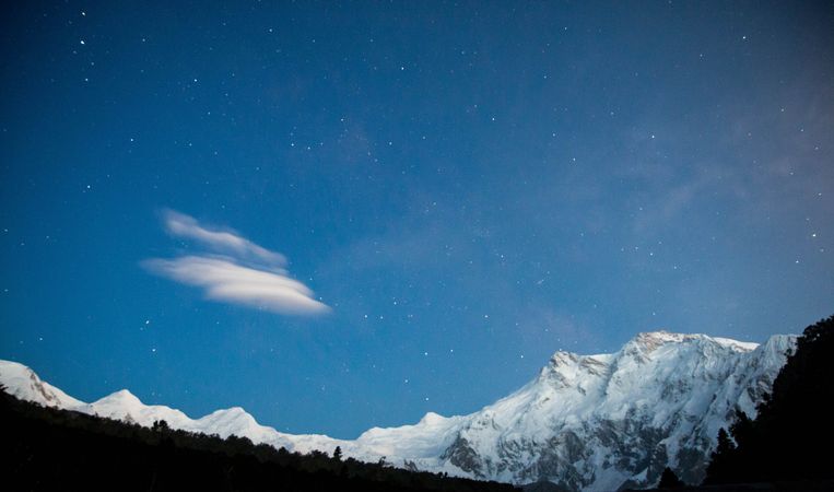 Blue sky above Nanga Parbat in Fairy Meadows, Pakistan